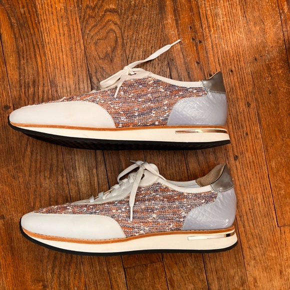 Aquatalia by Marvin K tweed shoes in a fun color combo of blue, white and purple - Picture 3 of 6